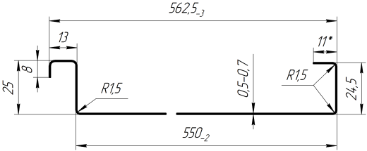 Фальцевая кровля 562/550x0,45 мм, Картэн тёмный