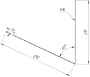 Планка примыкания верхняя к трубе фальц 250x210 мм, 8019 серо-коричневый матовый