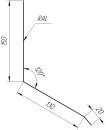 Планка примыкания верхняя к стене фальц 150x130x20 мм, 7024 графитовый серый стальной бархат