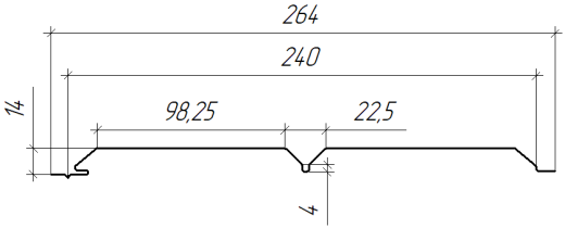 Л-брус 264/240x0,45 мм, 7024 графитовый серый глянцевый