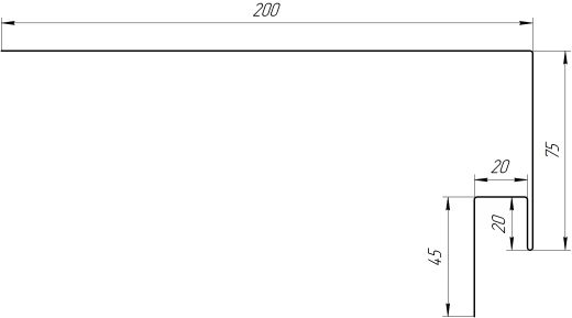 Планка околооконная 200х75х20 мм, 5005 сигнальный синий глянцевый